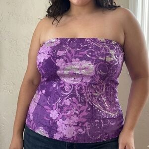 MXM 3X Sleeveless Purple & Silver Foil Top